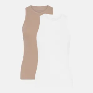 2-Pak Bambus Tank Top i rib - Hvid-nude