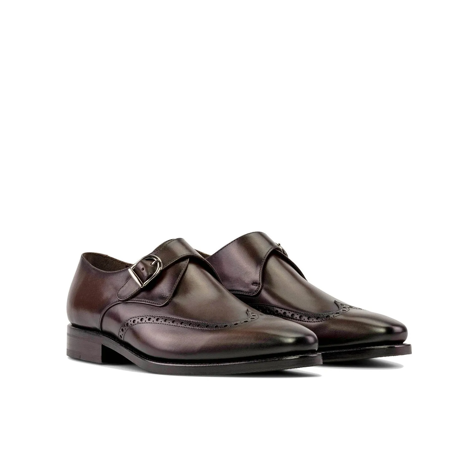 Ambrogio Bespoke Men's Shoes Dark Brown Calf-Skin Leather Monk-Strap Loafers (AMB2322)