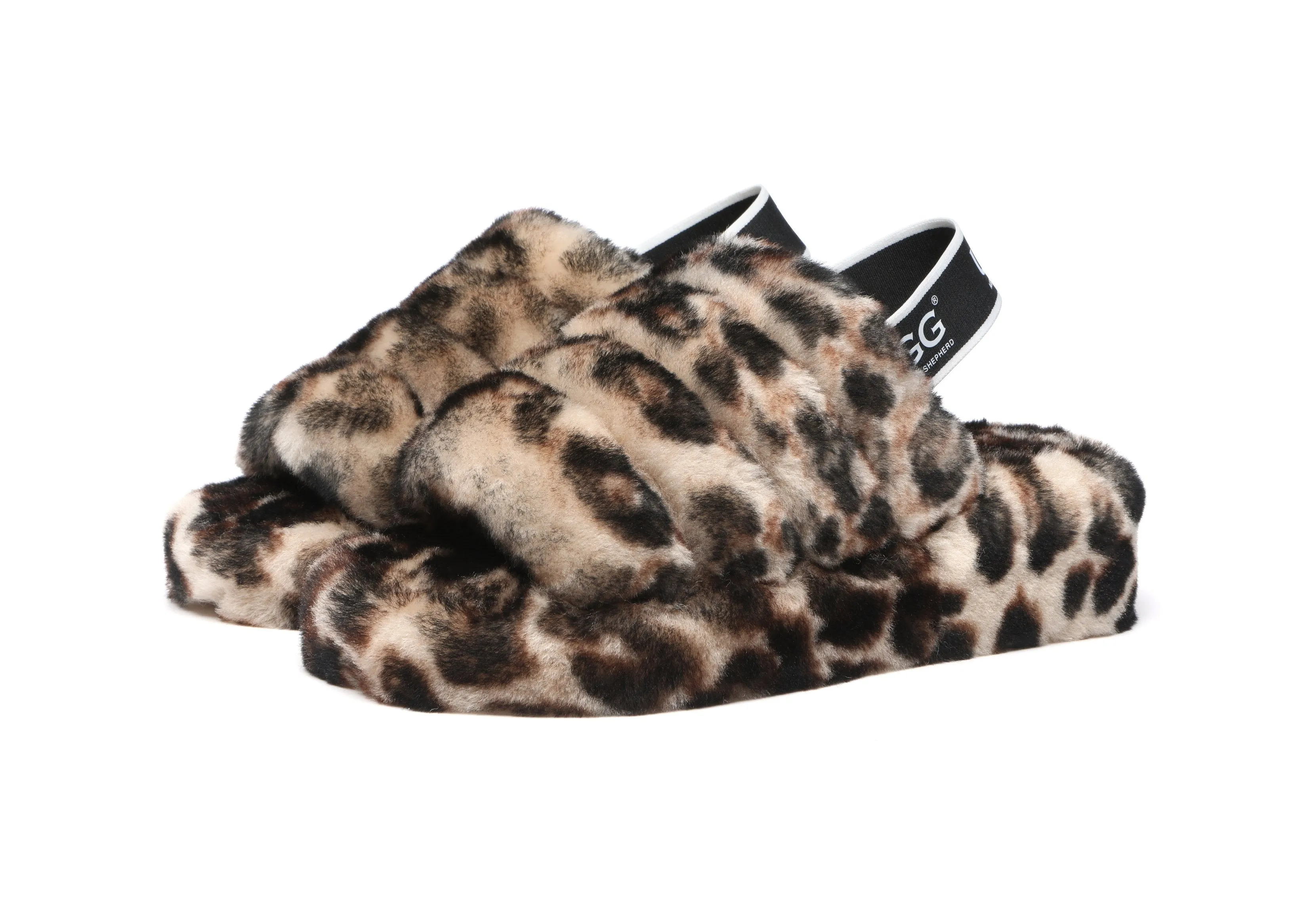 Australian Shepherd® Women Pamela Leopard Print Fluffy Slides