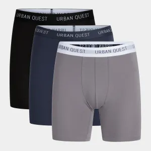 Bambus underbukser med lange ben - 3 pak - sort/navy/grå