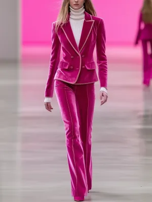 Barbie Pink Velvet Suit With Light Pink Trimmed