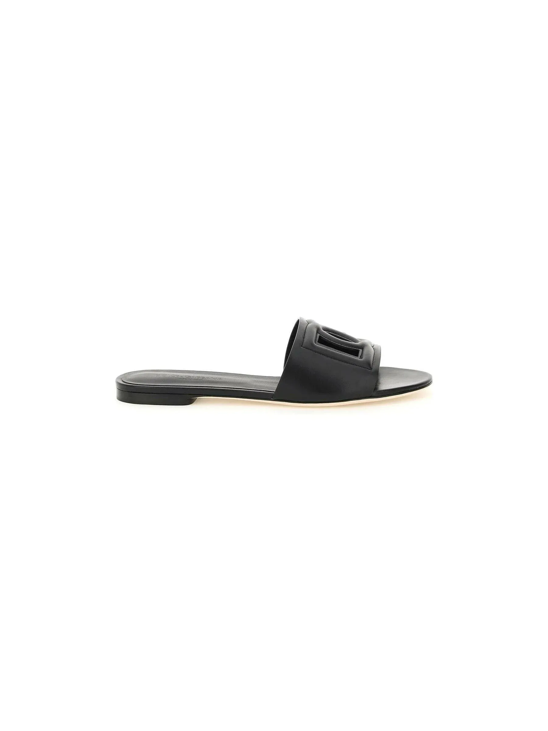Bianca DG Logo Leather Slides