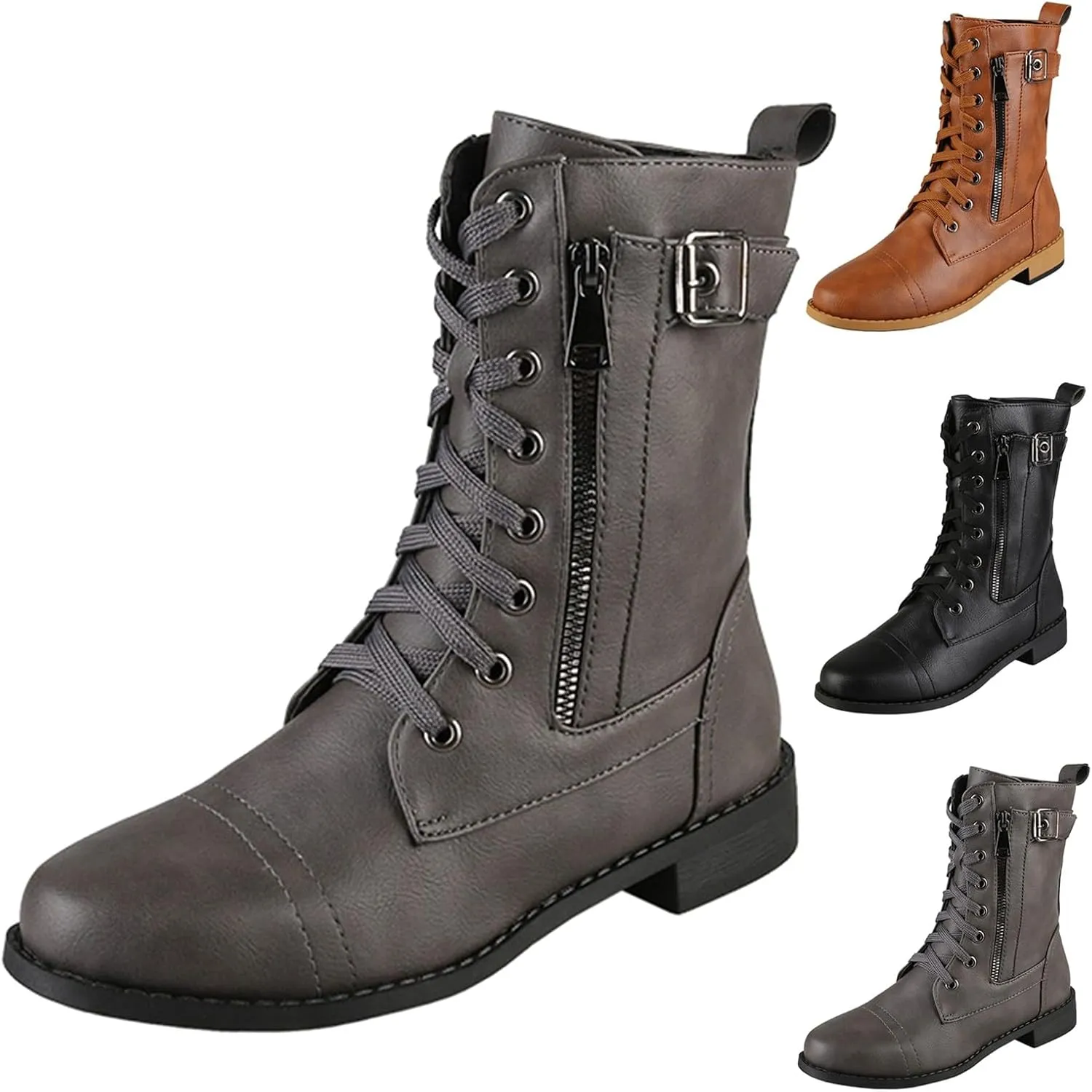 Combat Boots Womens Ankle Black Ankle Booties for Women Women's Ankle Boots Hiking Boot Laces Men Soft Sole Fashion Closed Toe Wide Fit Available