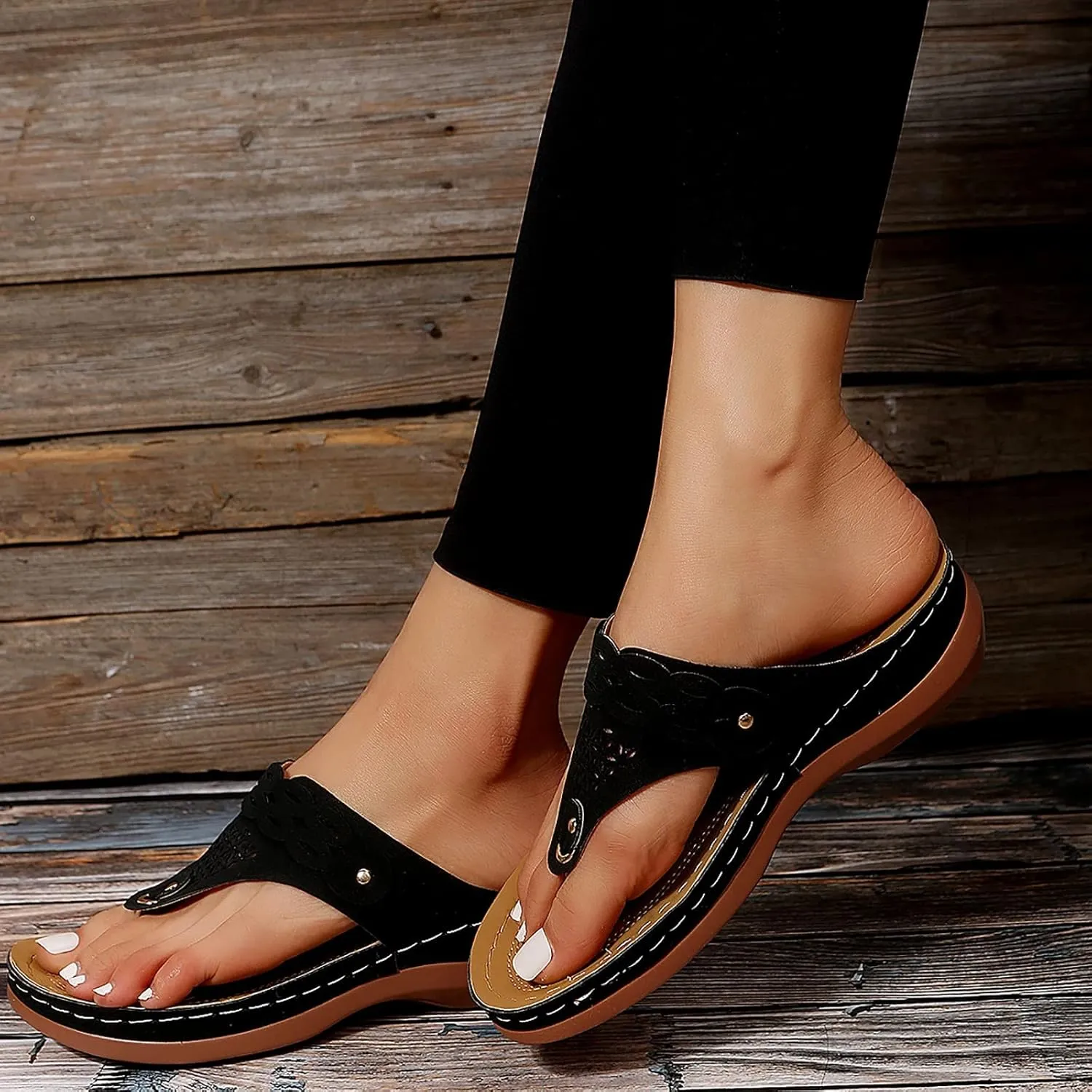 Flip Flops for Women Orthopedic Wedge Sandals Arch Support Sandals Casual Walking Sandal Vacation Slip on Shoes