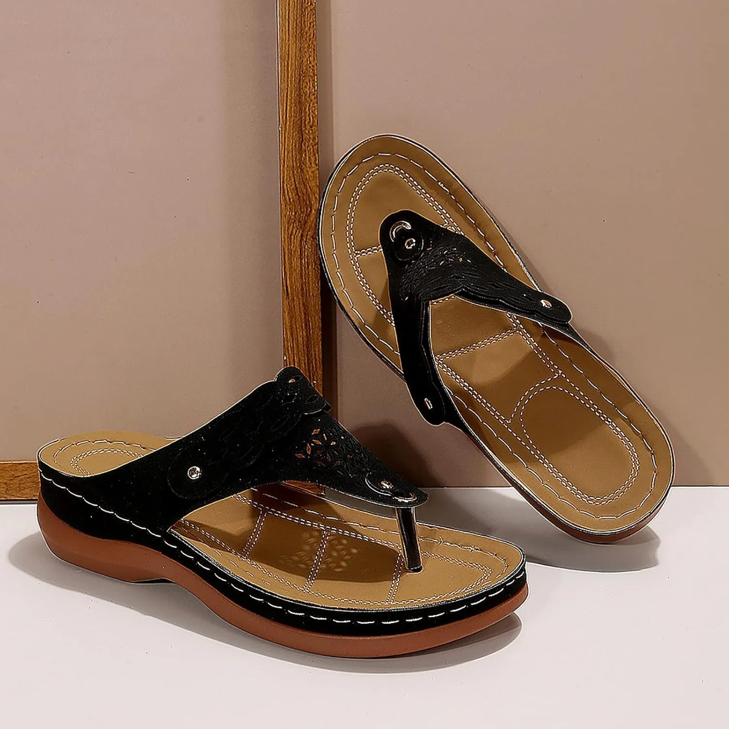 Flip Flops for Women Orthopedic Wedge Sandals Arch Support Sandals Casual Walking Sandal Vacation Slip on Shoes