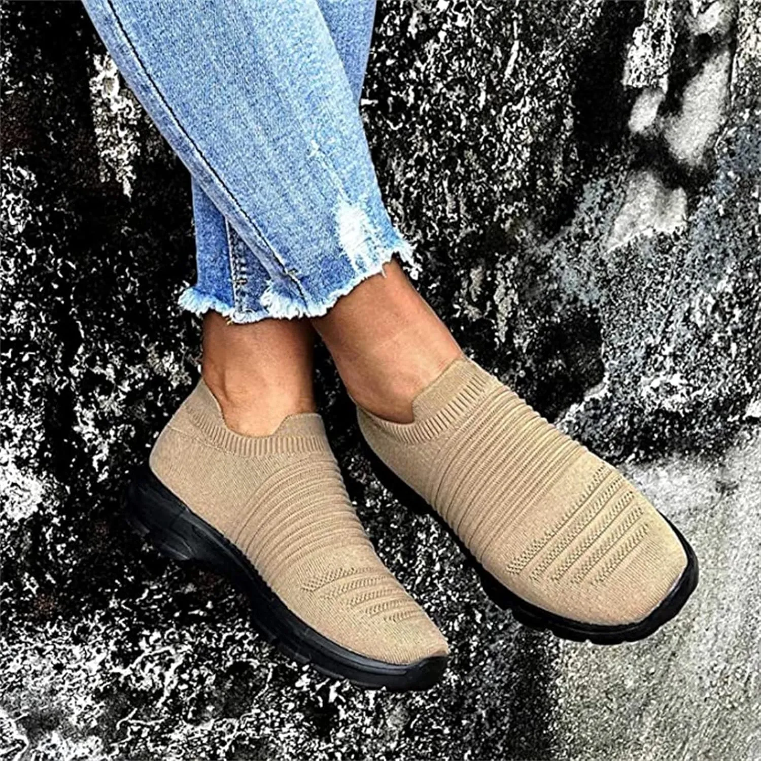 Ladmiple Shoes For Women Sneakers Trendy Slip On Running Shoes Non Slip Walking Shoes Gym Workout Tennis Fashion Sneakers