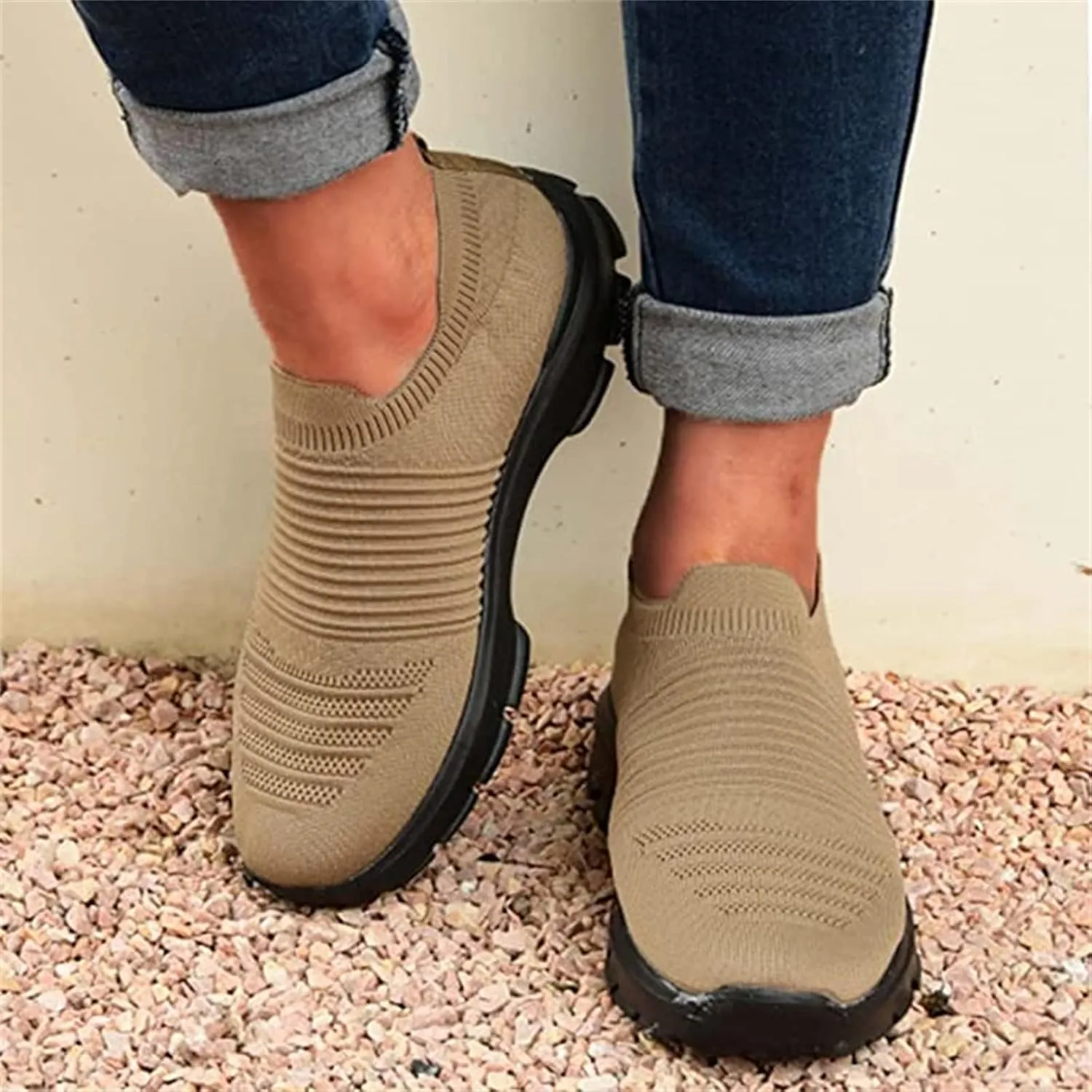 Ladmiple Shoes For Women Sneakers Trendy Slip On Running Shoes Non Slip Walking Shoes Gym Workout Tennis Fashion Sneakers