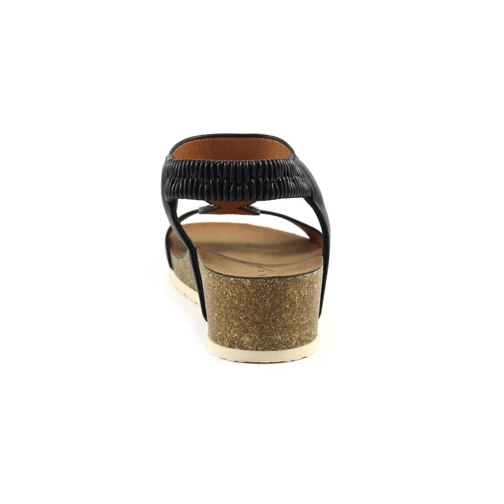 Lunar Barwell Ladies Black Low Wedge Sandal JLH359 BK