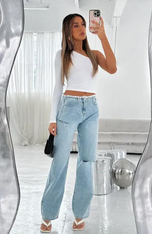 Out Too Late Mid Rise Straight Leg Jeans Vintage Mid Blue