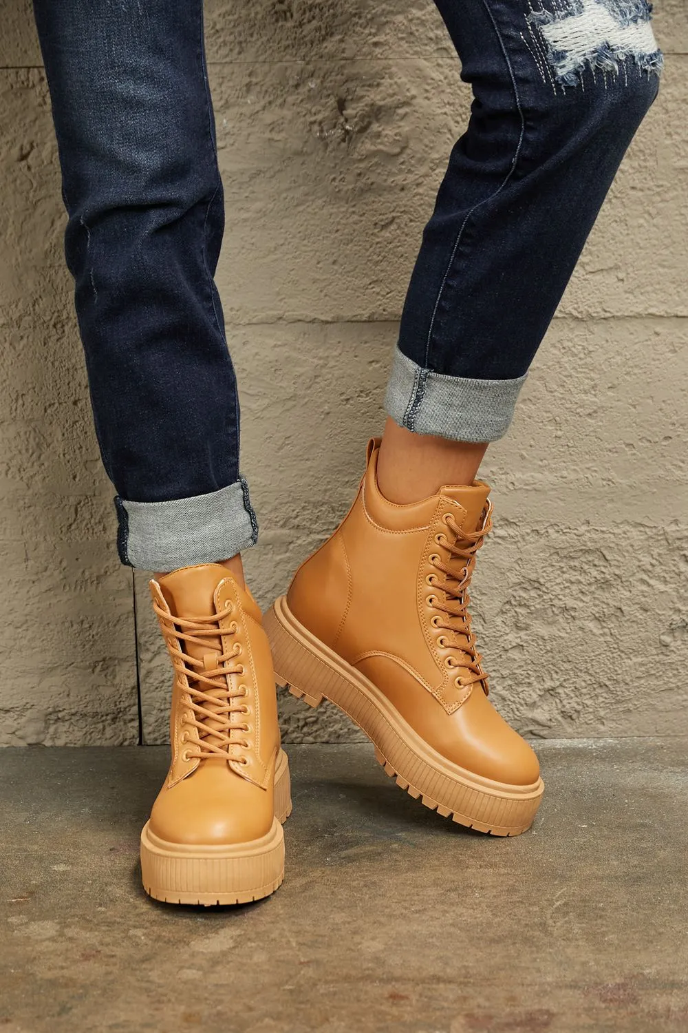 Shes Amazing Platform Combat Boots
