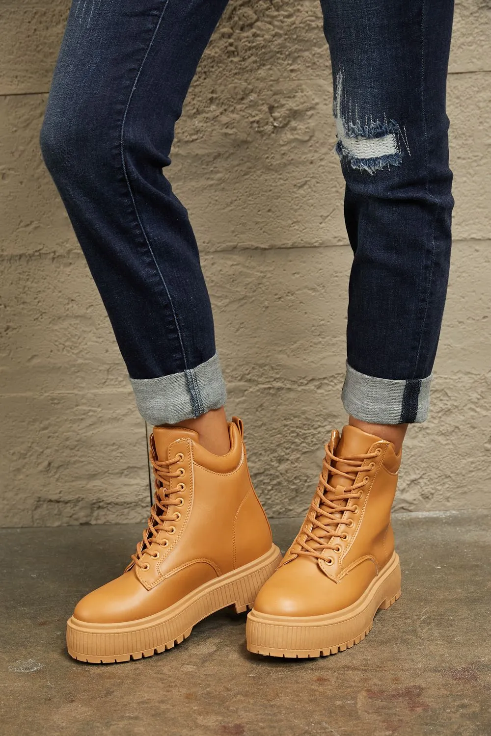 Shes Amazing Platform Combat Boots