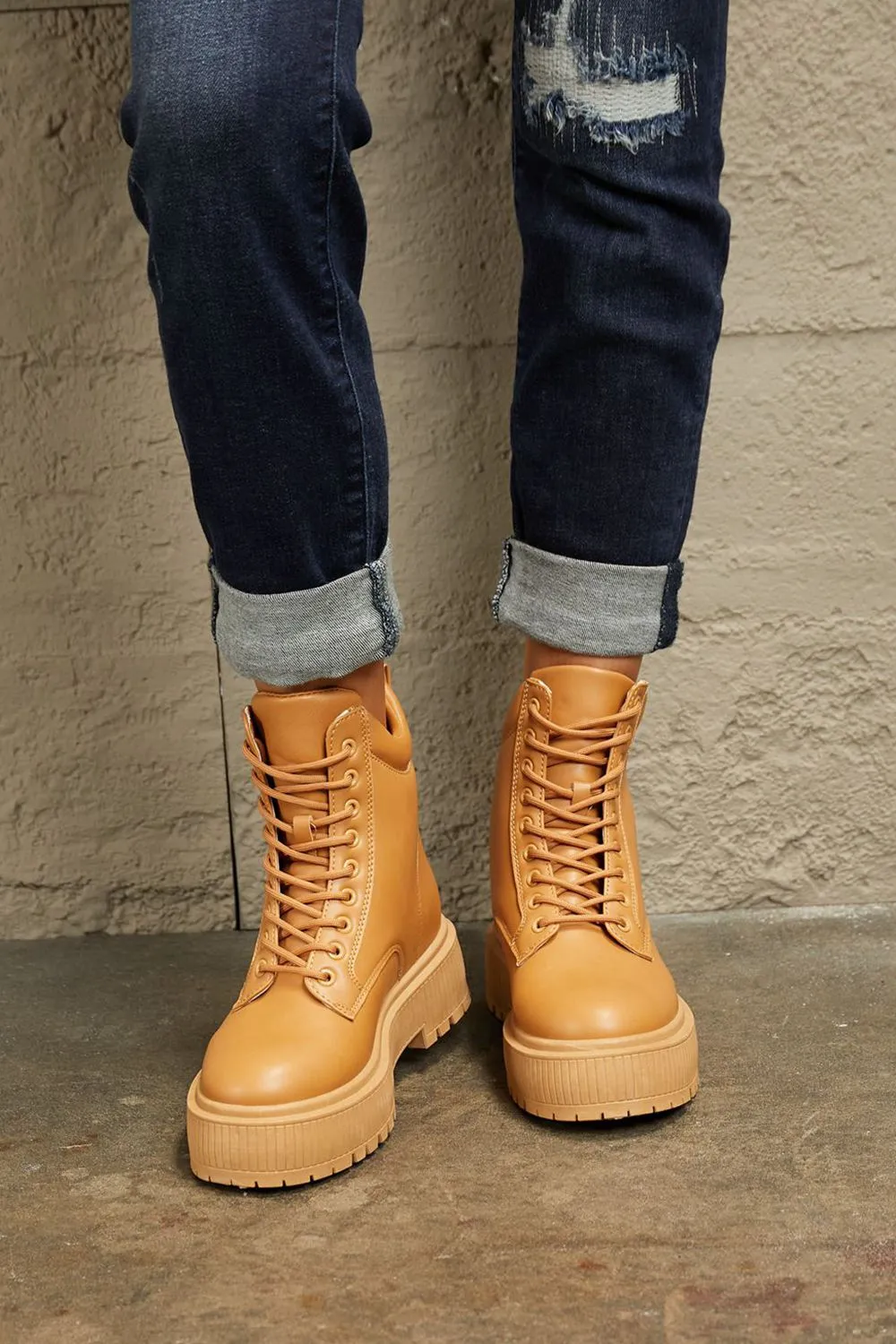 Shes Amazing Platform Combat Boots