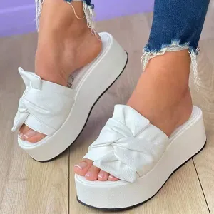 Women'S Platform Bowknot Sandals And Slippers 03040769C